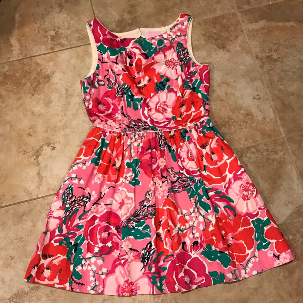 Lilly Pulitzer Pink Floral Sleeveless Cotton Dress